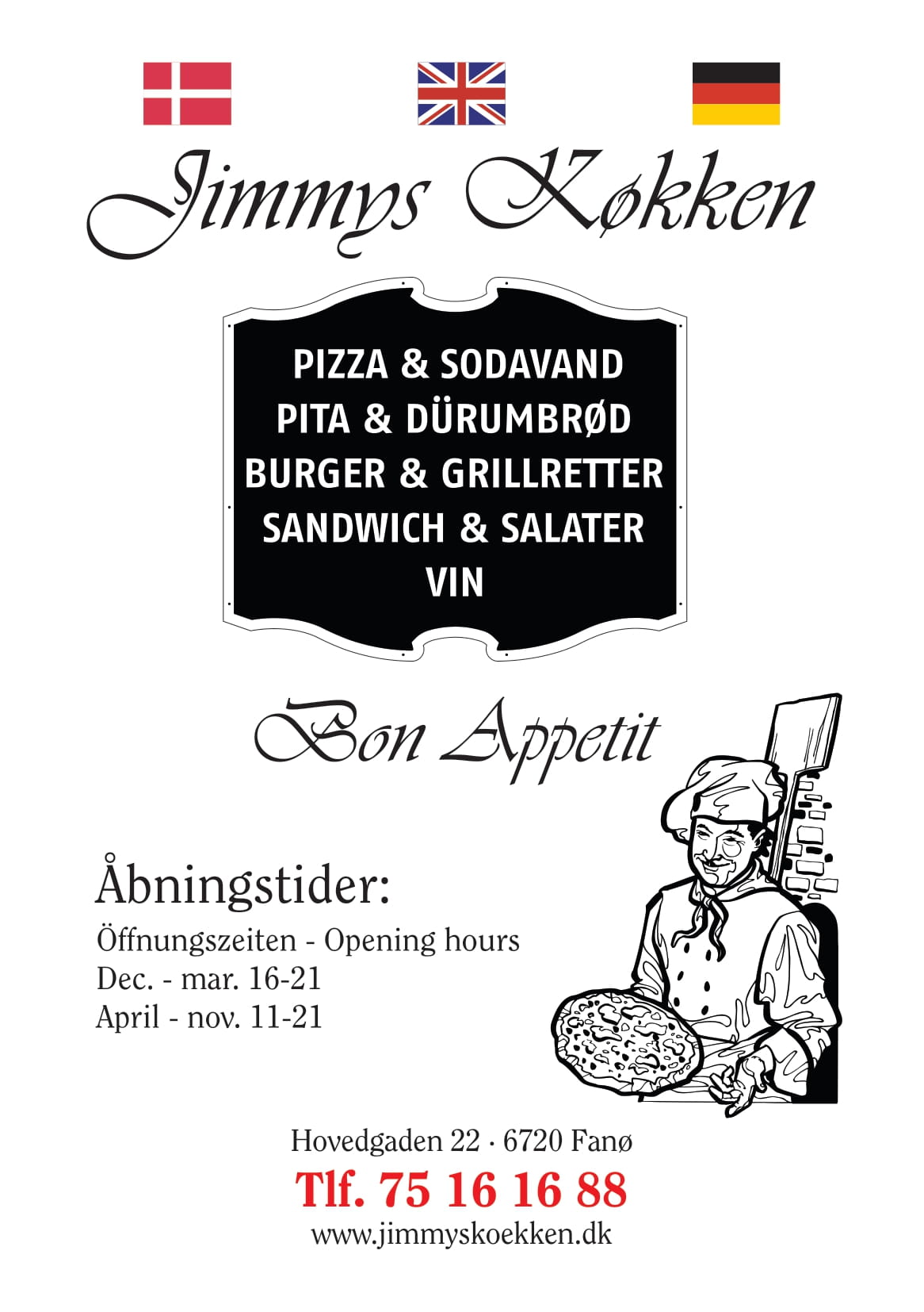 Menu introduktion & åbningstider